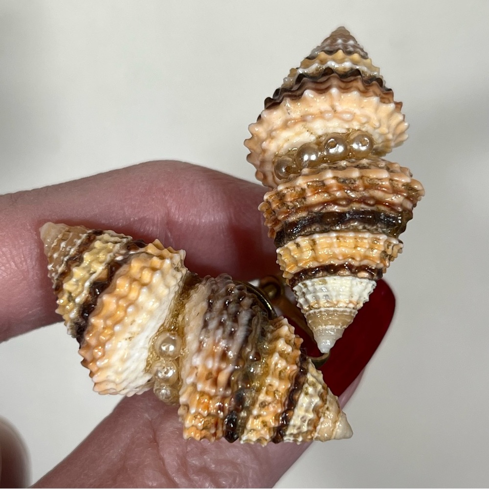 Vintage Retro Boho deco Coastal Grandma Screw Back Large Natural Shell Earrings